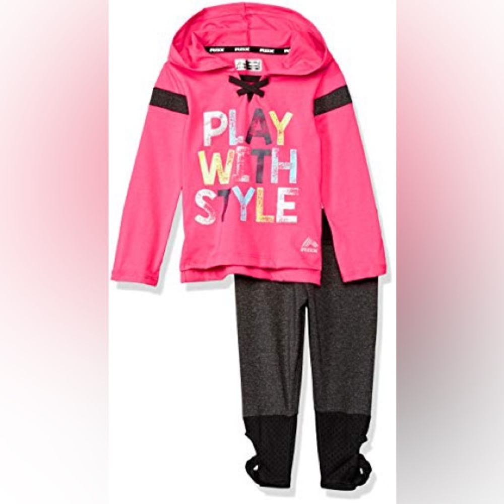 Girls Vibrant Pink Hoodie and Charcoal Leggings